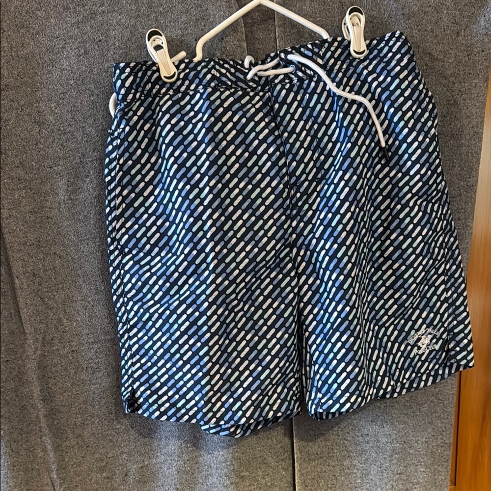 Blue and White Patterned Swim trunks